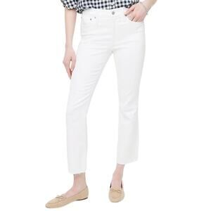 J. Crew White Mid Rise Flare Crop Jeans Raw Hem Plus size 35 NEW Tags Preppy